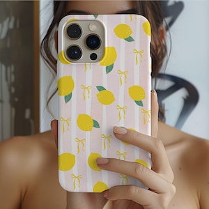 Lemon phone case for her, Trendy Coquette pink Tough Protective iphone Cover for Iphone 16 15 14 Pro Max Samsung Galaxy S25 S24 S23 ultra