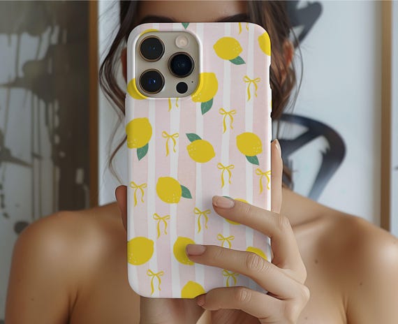 Lemon phone case for her Trendy Coquette pink Tough Protective iphone Cover for Iphone 16 15 14 Pro Max Samsung Galaxy S25 S24 S23 ultra