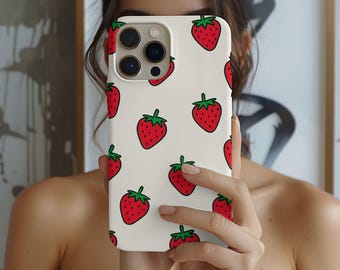 Strawberry Phone Case iphone cover with Strawberries, Tough Protective iphone Cover for Iphone 16 15 14 Pro Max Samsung Galaxy S25 S24 S23