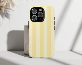 Capa de celular listrada amarela manteiga, estética da moda para o verão, para iPhone 16, 15, 14, 13, 12 Pro Max, Samsung Galaxy S21, S25, S24, S23