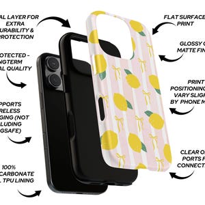 Lemon phone case for her Trendy Coquette pink Tough Protective iPhone Cover for iPhone 16 15 14 Pro Max Samsung Galaxy S25 S24 S23 ultra image 4