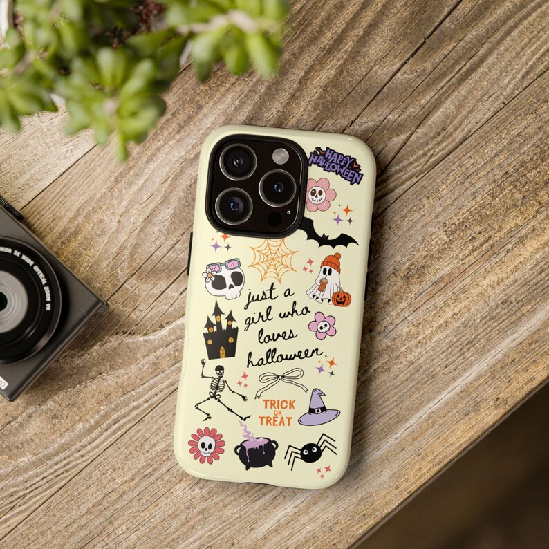 Halloween Phone Case Kawaii Style Protection Premium Shell Construction Beautiful Pastel Design Ghost Pumpkin Pattern Witch Hat Detail Multiple Device Compatible Fall Season Essential Modern Style Perfect Gift Collection Cute Aesthetic