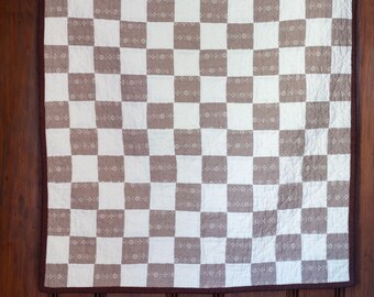 Handmade Checkerboard Baby Quilt | Lilac Purple Cotton Play Mat Blanket