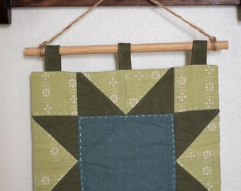 Grüne Quilt Stern Wandbehang Banner, Wand Kunst, Western Display,
