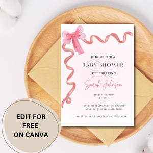 Baby Shower Invitation- Pink bow