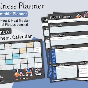 Digital Fitness Planner | Workout and Meal Tracker | GoodNotes and iPad Planner | Printable Health Journal | Weight Loss and Gym Log
