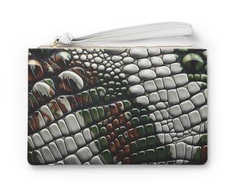 Alligator Print Wristlet: Faux Leather Clutch, Evening Bag