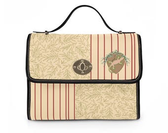 Lizard Striped Canvas Satchel | Vintage Botanical Design