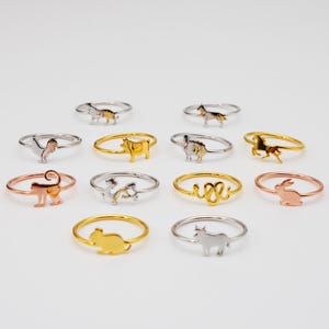 Chinese Zodiac Animal Ring, Mythical Oriental Jewelry, Birth Year Animal Ring, Lunar Year Jewelry, Lucky Charm Gift, Birthday Gift, 1013