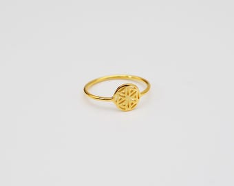 Flower of Life Ring, Life Symbol Ring, Dainty Flower Ring, Seed of Life, Mandala Ring, Harmony, Balance, Gift for Birthday, Milestone, 1037