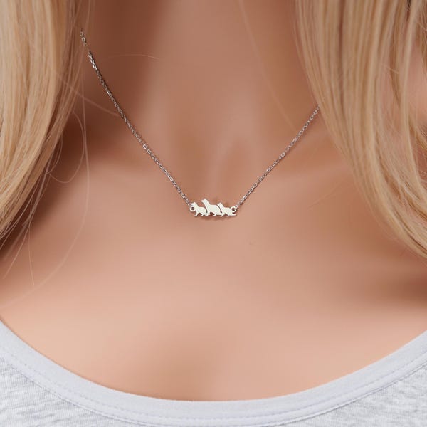 Personalized Otter Necklace, Sterling Silver Mom and Baby Pendant, Motherhood Jewelry Gift, Gift for Mother’s Day, Baby Shower, 3016