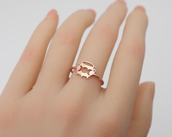 Witch Cauldron Ring with Triple Moon Phase, Sterling Silver Wiccan Jewelry, Pagan Moon Magic Ring, Witchy Gothic Gift, Occult Ring, 1067