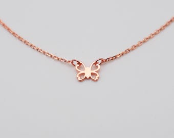 Dainty Butterfly Necklace, Butterfly with Heart Necklace, Minimalist Butterfly Jewelry, Butterfly Lover Gift, Gift for Birthday, 3035