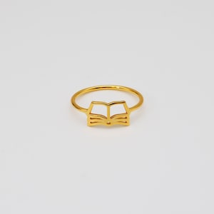 Dainty Book Ring, Book Lover Jewelry, Bookworm Ring, Minimalist Ring for Book Fans, Unique Gift For Reader, Book Lover Gift For Her, 1047