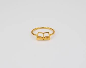 Dainty Book Ring, Book Lover Jewelry, Bookworm Ring, Minimalist Ring for Book Fans, Unique Gift For Reader, Book Lover Gift For Her, 1047