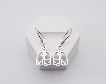 Sterling Silver Anatomical Lung Earrings, Realistic Medical Jewelry Gift for Doctor or Nurse, Handmade Respiratory Science Charm, 4055