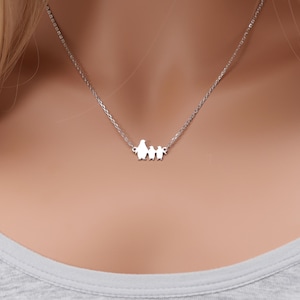Custom Penguin Mom Necklace, Sterling Silver Family Pendant, Mother and Baby Jewelry, Gift for Mother’s Day, Baby Shower, Birthday, 3015