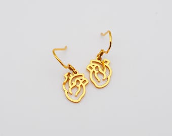 Sterlingzilveren anatomische hartoorbellen, realistische hartoorbellen, medische sieraden cadeau voor arts of verpleegkundige, wetenschap oorbellen cadeau, 4054