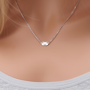 Collar de rana personalizado, adorable colgante de rana sonriente, joyería de plata de ley, collar de animales, regalo para amantes de las ranas, mejores amigos, 3018