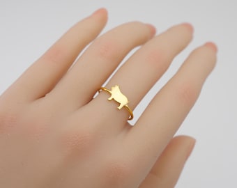 Sterling Silver Pig Ring, Dainty Pig Ring, Fortune Happiness Jewelry Gift for Her, Mini Animal Ring, Gift for Pig Lover, Birthday, 1012