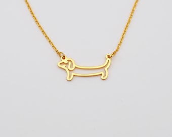 Sterling Silver Dachshund Necklace, Cute Sausage Dog Pendant, Handmade Minimalist Jewelry, Perfect Gift for Dog Lovers and Pet Owners, 3064