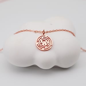 Sterling Silver Maze Necklace with Initial, Personalized Labyrinth Pendant, Dainty Custom Jewelry Gift for Her, Minimalist Name Charm, 3046B