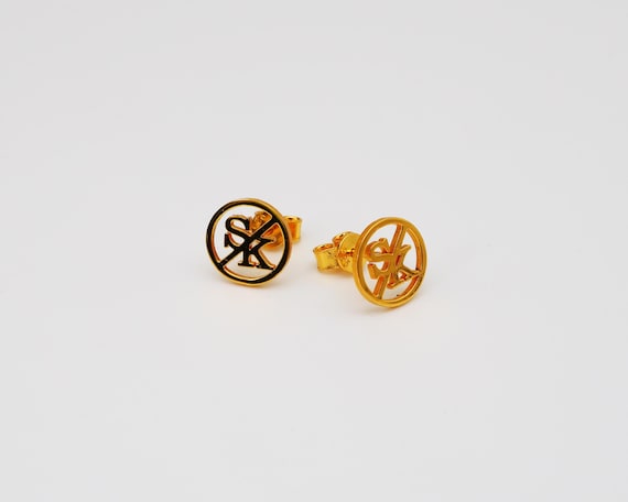Initial Letter Stud Earrings Sterling Silver In 18K Gold Plated - Pair | Spero London | Wolf & Badger
