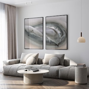 Beige & Gray Abstract Watercolor Print Set: Modern Minimalist Wall Decor (Digital Download