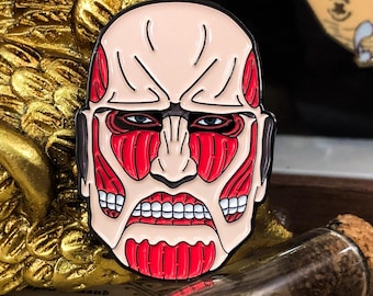 Colossal Titan Enamel Pin Inspired by Attack on Titan Anime AOT Anime Pin Badge Red Muscle Zinc Alloy Soft Enamel Brooch Gamer Fashion Gift