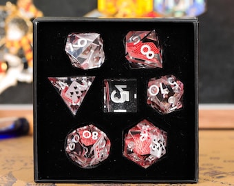 Poker Playing Card Dice Set Transparent Polyhedral RPG DnD Resin Dice for Casino Theme Game Night Gift Tabletop Collector Display TTRPG Prop