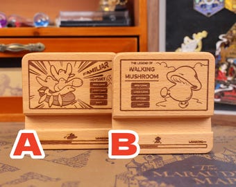 Dungeon Meshi Wooden Phone Stand Handmade Solid Wood Anime Desk Holder Engraved Manga Decor Xmas Halloween Konosuba Gift Otaku Phone Stand