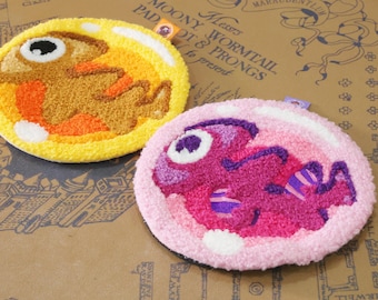 Splatoon Plush Fish Egg Coaster Round Tufted Mat with Non-Slip Backing Fish Egg Drink Coaster Game Lover Holiday Gift Cute BJD & Gamer Gift