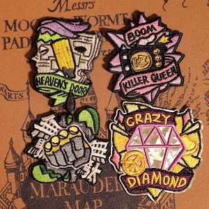 JJBA Stand Battle Anime Embroidered Patch Set JOJO Manga Hero Designs Iron-On Sticker for Clothes Bags Accessories Embroidered Game Patch