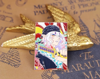 Mononoke Medicine Seller Enamel Pin Japanese Anime Pin Magnet Set Featuring Kusuriuri Yokai Folklore Art for Halloween Decor Christmas Gift