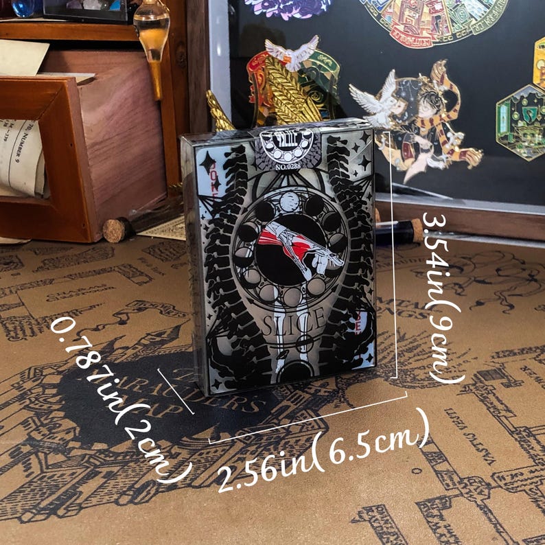 Top-down view of the full Transparent Skeleton Playing Card deck spread across a black surface, emphasizing the layered skeletal structure when arranged in order, offering a visually striking experience for science lovers, collectors, or as a creative gift for medical professionals and card game fans.