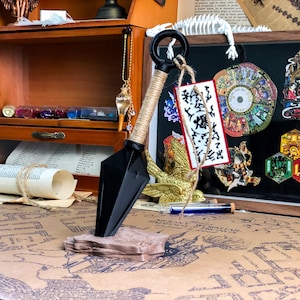 Ninja Kunai-stilpenna 3D-utskriven bas DIY handgjord neutral bläckpenna present högtid shonen dekor cosplay rekvisita krigare kontor skrivbord samlarobjekt