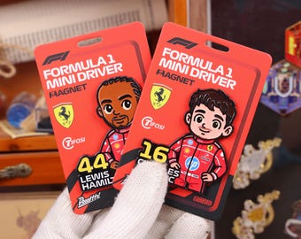 F1 Ferrari Driver Fridge Magnet Fanart Sticker Set Charles Leclerc Lewis Hamilton Holiday Gift Xmas Decor Halloween Festive Locker Magnet