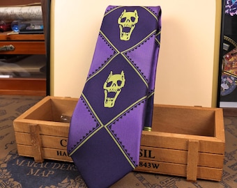 Skull Pattern Necktie Anime Villain Tie Cosplay Halloween Xmas Gift Party Wear Holiday Costume Outfit Mysterious Look Tie Villain Core Tie