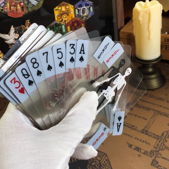 Transparent Skeleton Playing Cards with Red UV Ink on PVC Film Anatomical Design Deck for Magic Cardistry Collectors Idea Holiday Poker Gift