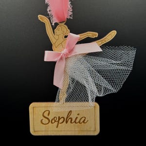 Personalized Ballerina Ornament: Engraved Wood Ballet Dancer Gift