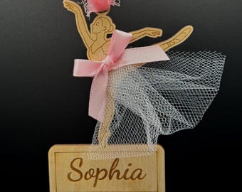 Personalized Ballerina Ornament: Engraved Wood Ballet Dancer Gift