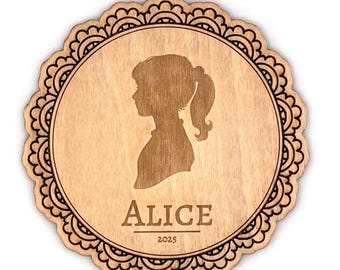 Custom Silhouette Wooden Magnet: Victorian Style Heirloom Keepsake
