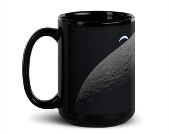 Artemis II Mond Foto Tasse NASA Earthset Kaffeetasse • Weltraum Mission Tasse • Mond Fotografie Schwarze Keramik Tasse •Weltraum Liebhaber Geschenk