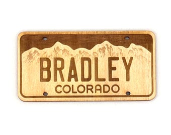 Custom State License Plate Wooden Magnet: Personalized Travel Keepsake