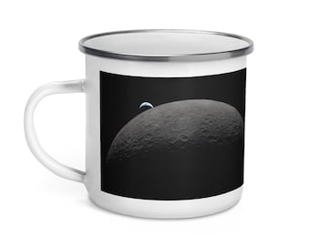 Artemis II Mond Foto Emaille Tasse NASA Earthset Camp Tasse • Weltraum Mission Tasse • Mondfotografie Reisetasse • Weltraum Liebhaber Geschenk