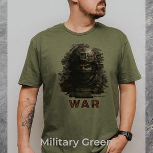 Warrior Soldier Face Tee – Tactical Military Graphic T-Shirt for Men