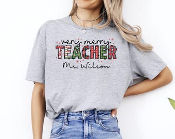 Personalized Christmas Teacher T-Shirt: Custom Xmas Gift