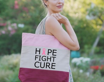Cancer Awareness Cotton Tote Bag: Fight Hope Cure