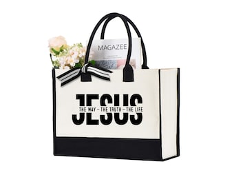 Jesus 'The Way' Tote Bag: Religious Gift, Faith Bible Verse Bag