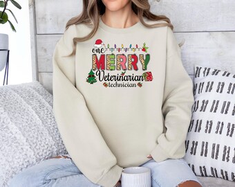 Vet Tech Christmas Sweatshirt, Merry Veterinarian Technician Hoodie